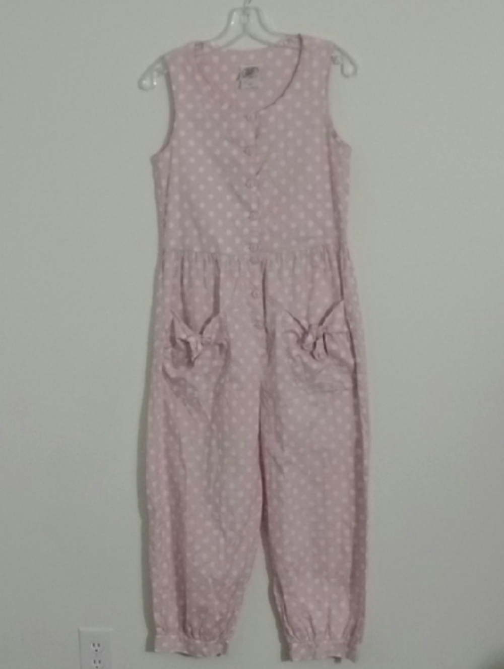 Vintage Laura Ashley Pink PolkaDot Cottagecore Coquette Feminine Retro Jumpsuit